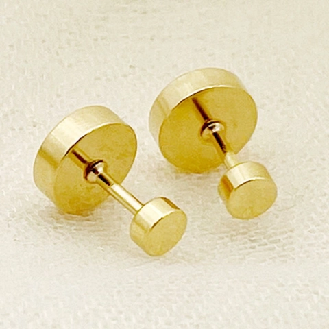Orecchini a Bottone in Acciaio Inossidabile Minimalisti con Strass Per Uomo Donna Geometrici Tondi Placcati Oro Piccoli
