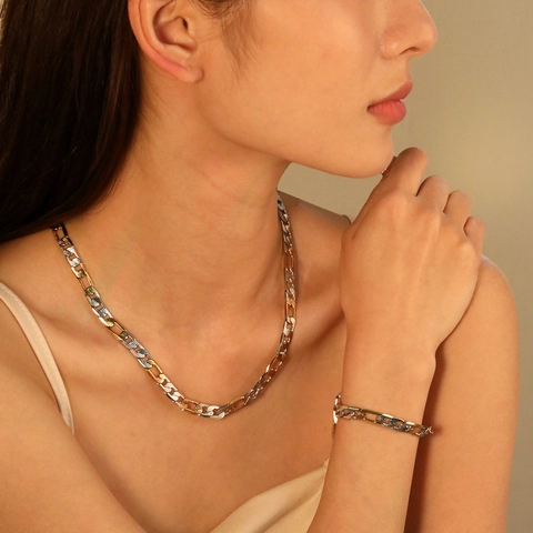 Collar Y Pulsera De Acero Inoxidable Cadena Figaro Joyas Hip Hop Para Hombres Mujeres Oro Plata Galvanizado Accesorio De Moda