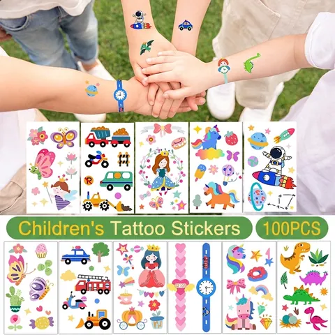 Waterproof Kids Temporary Tattoo Stickers Cartoon Animal Dinosaur Unicorn Princess Space Body Art For Children Party Favors