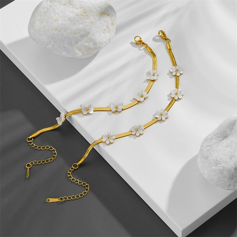 Bracciale In Acciaio Inossidabile Farfalla Margherita Placcato Oro Catena Serpente Piatta Regolabile Gioielli Moda Donna