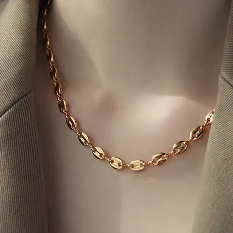 Koffieboon Varkensneus Ketting Ketting Armband Titanium Staal Waterdicht Minimalistische Luxe Sieraden Vrouwen