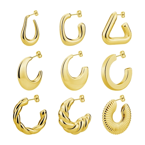 Orecchini A Cerchio Geometrici In Acciaio Inossidabile Cavi Intrecciati Forma A C Forma A U Gioielli Di Moda Per Donna