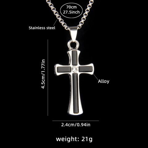 Kruis Hanger Ketting Roestvrijstalen Box Ketting Legering Emaille Ingelegde Strass Retro Hip Hop Gotische Religieuze Sieraden