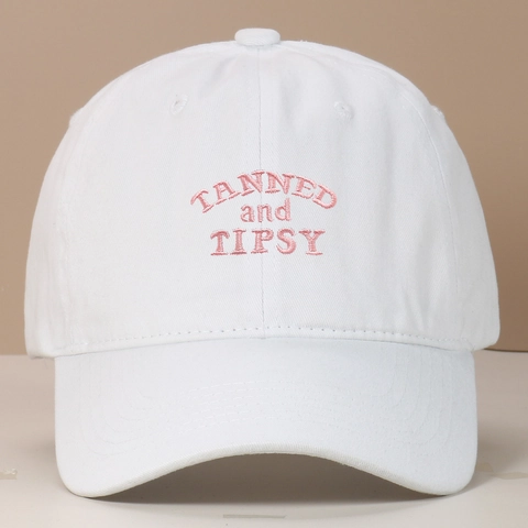 Washed Cotton Baseball Cap Tanned And Tipsy Letter Embroidery Vintage Adjustable Sun Hat Outdoor Casual For Women