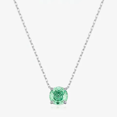 Halskette Mit Rundem Zirkonia Im Rosenschliff Für Damen Aus 925 Sterling Silber Mit Vier Krallen Schmuck