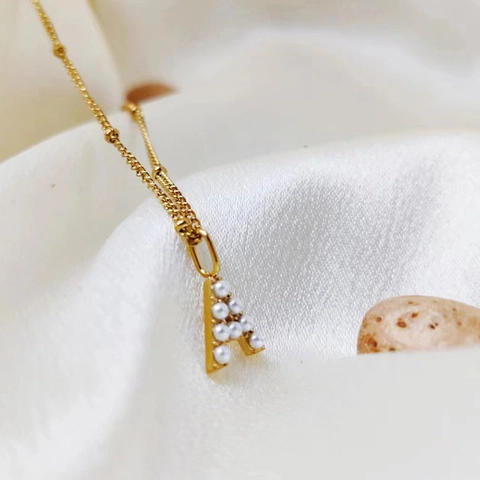 Minimalistische Edelstahl Anfangsbuchstabe Anhänger Halskette Mit Kunstperle Für Damen Gold Silber Vergoldet Schmuck Geschenk