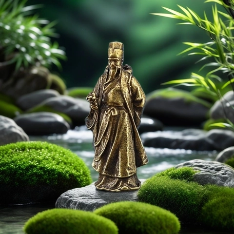 Chinesische Traditionelle Historische Figur Miniatur Statue Messing Retro Gelehrter Figurine Schreibtisch Ornament Zen Dekor