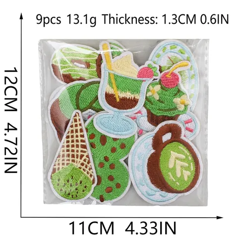Parches Bordados Tema Postre Dulce Pastel Donut Verde Matcha Termoadhesivos Para Decoración De Ropa Bolsos DIY