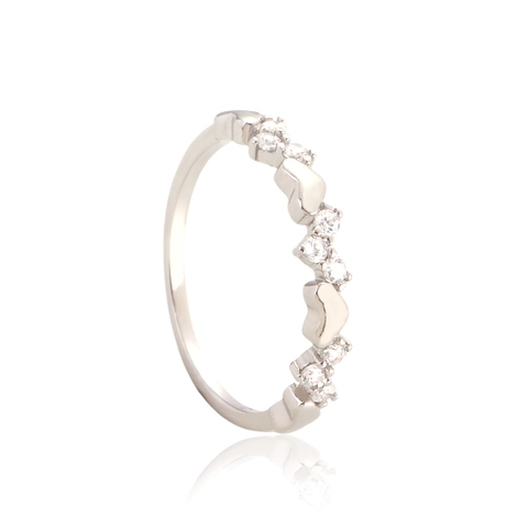 925 Sterling Silver Heart Ring Dainty Pavé Cubic Zirconia Minimalist Band Finger Jewelry Gift For Women Teen Girls