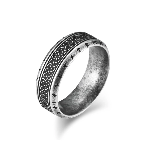 Anillo Vikingo de Acero Inoxidable con Nudo Celta y Runas para Hombres Mujeres Nórdico Vintage Retro Joyería de Moda