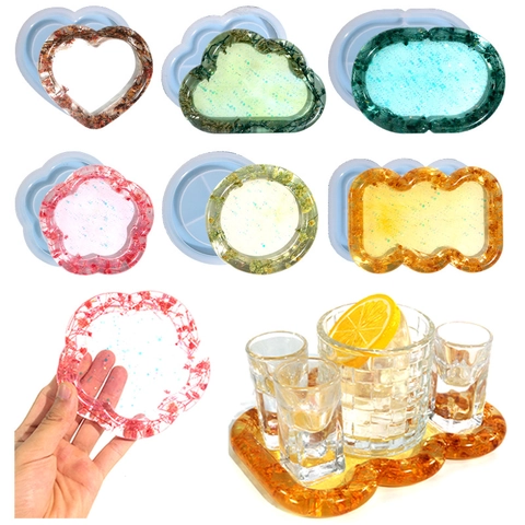 Moldes De Silicona Para Resina Epoxi DIY Formas De Corazón Nube Ovalada Para Posavasos Bandeja De Almacenamiento Manualidades