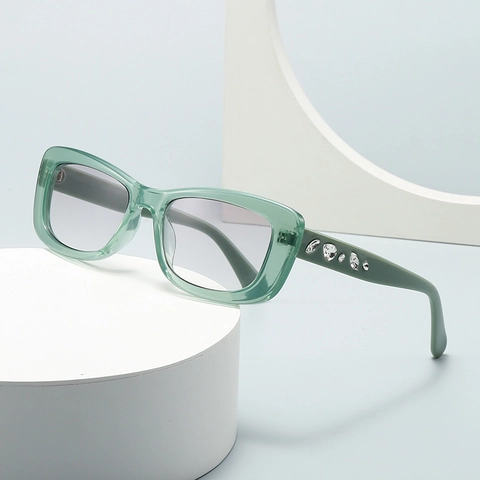 Rechthoekige Zonnebril Met Strass-Poten Vintage Vierkant Frame UV400 Bescherming Mode Streetwear Voor Dames