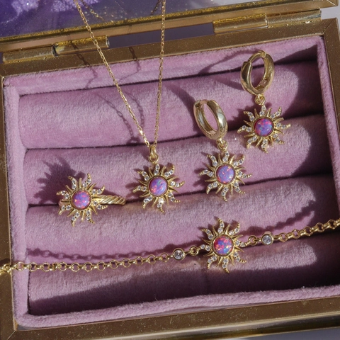 Collana Con Pendente Stella Solare Rame Con Opale Zircone Stile Vintage Retro Gioielli Per Donne