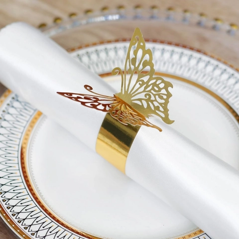 Ronds De Serviette Papillon Découpés Au Laser Papier Perlé Creux Décorations De Table Élégantes Pour Mariage Banquet Fête