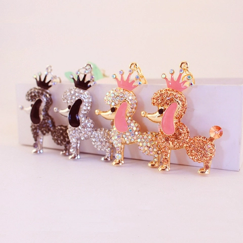 Simpatico Portachiavi Cane Barboncino Strass Lega Corona Cucciolo Ciondolo Da Borsa Per Donna Borsa Accessorio Per Auto Decorazione Scintillante