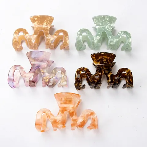 Pinza Para El Pelo Forma Ondulada Acetato Acrílico Irregular Grande Patrón Mármol Elegante Horquilla Para Mujeres