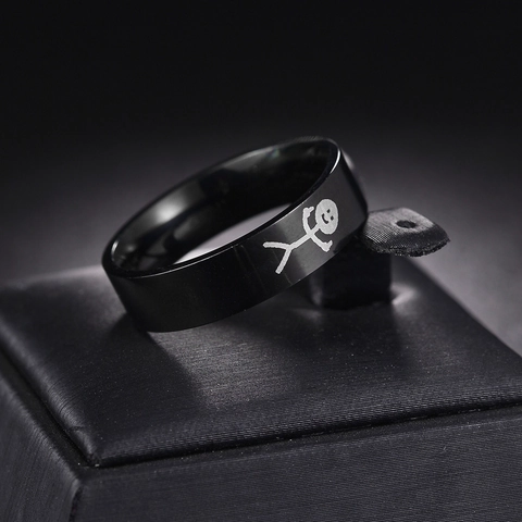 Lustiger Mittelfinger Strichmännchen Ring Edelstahl Graviert Punk Poliertes Band Neuheit Schmuck Für Männer Frauen