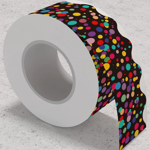 Adesivi Per Bordi Di Bacheche Bordo Festonato Motivo A Pois Colorati Carta Adesiva Decorazione Per Aula