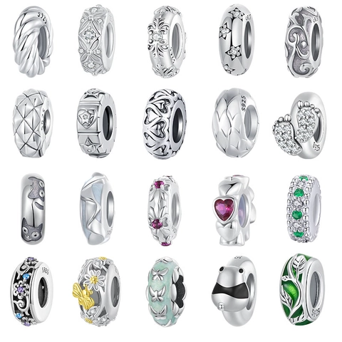 S925 Sterling Silver Positioning Spacer Beads Vintage Rhinestone Enamel Animal Heart DIY Charms For Bracelet Jewelry Making