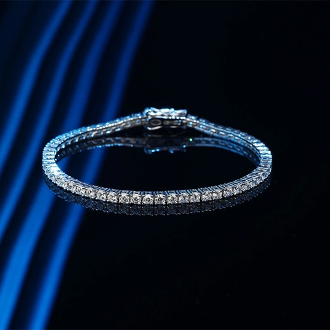 Tennis Bracelet 925 Sterling Silver Round Cut Sparkling Moissanite Dainty Minimalist Luxury Jewelry Gift For Women Girls