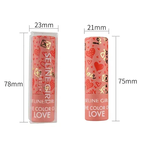 Lápiz Labial Mate Impermeable Larga Duración Hidratante Textura Terciopelo Maquillaje Labios Patrón Corazón Seline Girl