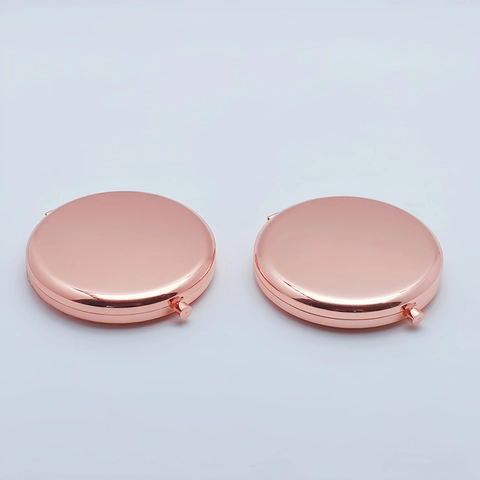 Portable Compact Makeup Mirror Round Metal Foldable Double Sided Pocket Handheld Vanity Tool For Travel