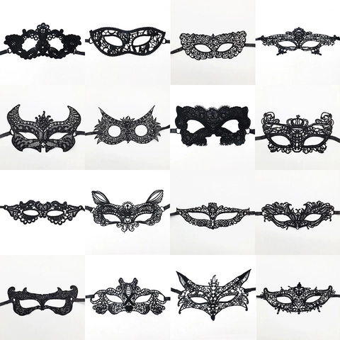 Sexy Black Lace Masquerade Mask Hollow Out Eye Mask For Women Halloween Party Carnival Costume Mysterious Gothic Styles