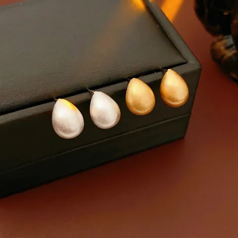 Tropfen Ohrstecker Mit Silber Ohrring Stift Gebürstet Matt Vergoldet Kupfer Wassertropfen Minimalistischer Schmuck Für Damen