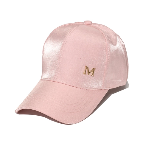Baseball Cap Satin Satin Shiny Finish Gold Metal M Letter Chic Sun Protection Adjustable Outdoor Hat For Women