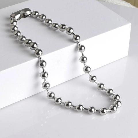 Edelstahl Kugelkette Halskette Polierte Perlenkette Mode Streetwear Punk Stil Schmuck Für Herren Und Damen
