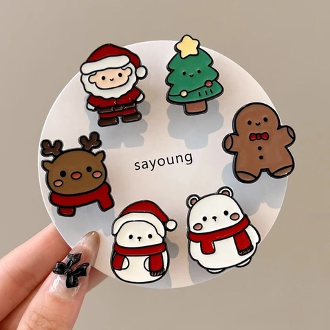 Spille Da Balia Cartone Animato Natale Lega Smalto Babbo Natale Renna Pupazzo Di Neve Albero Accessori Per Abbigliamento Vacanze Regalo Donne