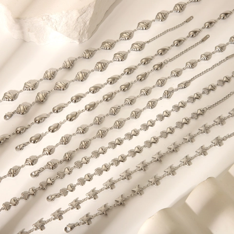Collar De Acero Inoxidable Colgante Corazón Estrella De Mar Concha Gota Impermeable Hipoalergénico Joyería Color Plata Mujer