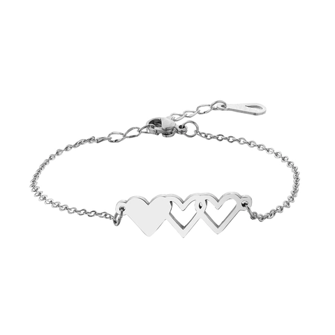 Heart Bracelet Stainless Steel 18K Gold Plated Hollow Interlocking Hearts Adjustable Link Chain Jewelry Gift For Women
