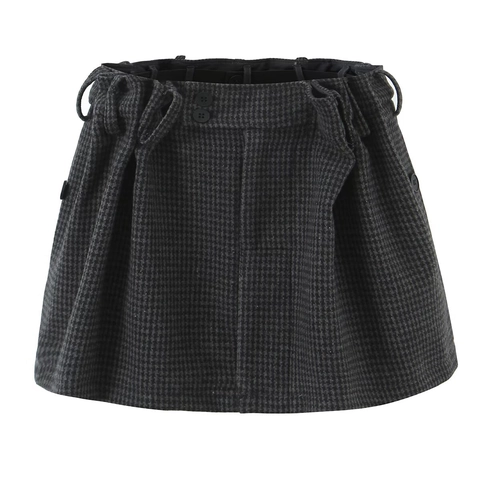 Damen Minirock Mit Hahnentrittmuster Hohe Taille Polyester Plissee Kurzer Rock Mit Doppelknöpfen Streetwear Retro Stil