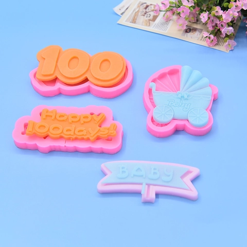 Baby Shower Silicone Mold For Fondant Chocolate Cake Decorating Stroller Celebratory Theme DIY Baking Novelty Tools