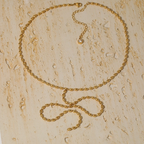 Collana Lariat Lunga A Forma Di Y In Acciaio Inossidabile Catena A Grani Ovali Gioielli Minimalisti Da Donna Elegante Geometrica