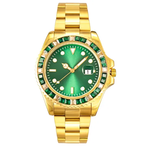 Orologio Al Quarzo Da Uomo Lusso Cinturino In Acciaio Inossidabile Lunetta Strass Impermeabile Data Luminoso Affari