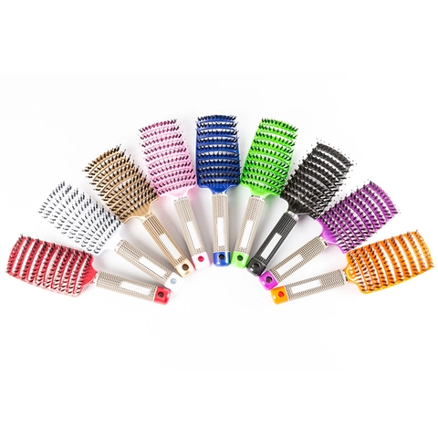 Spazzola Per Capelli Ventilata Curva Professionale Con Setole Di Cinghiale E Pin In Nylon Per Districare Massaggio Del Cuoio Capelluto