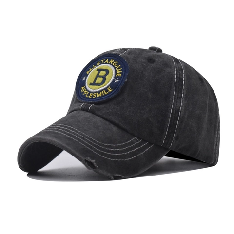 Cappello Da Baseball In Cotone Lavato Con Lettera B Ricamata Stile Vintage Invecchiato Parasole All'Aperto Regolabile