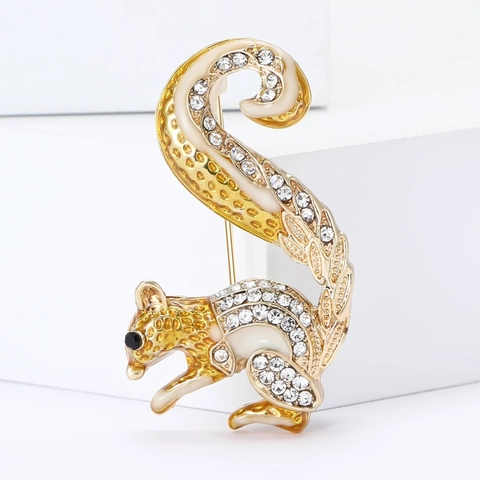 Süße Eichhörnchen Brosche Legierung Strass Emaille Tier Reversnadel Anzug Zubehör Modeschmuck Für Damen Herren
