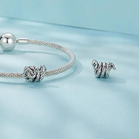 925 Sterlingsilber Schlange Perle Oxidiertes Vintage Dunkler Stil Zirkonia Eingelegt Schlange Schmuckherstellung DIY Perle