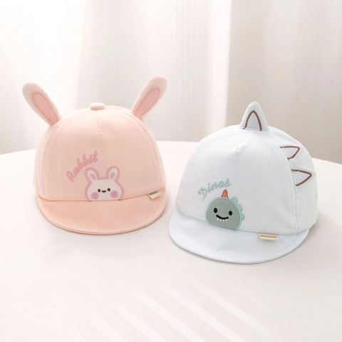 Cappellino Neonato Visiera Morbida Cotone Protezione Solare Animali Ricamati Bambino