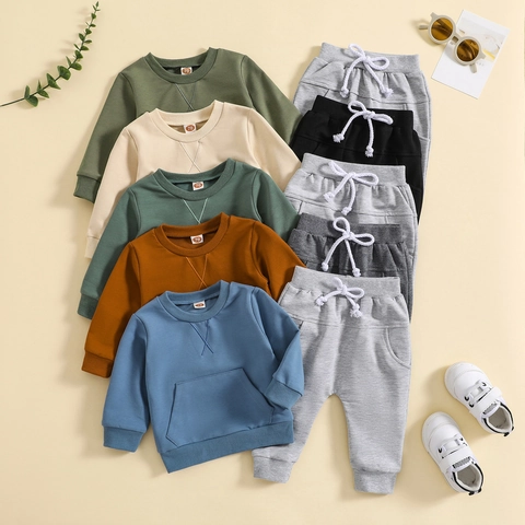Ensembles De Vêtements Pour Garçons Décontractés Basiques Minimalistes Couleur Unie