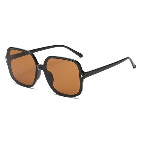 Lunettes De Soleil Carrées Surdimensionnées Vintage Femmes Protection UV400 Monture En Plastique Avec Rivets Étoile En Métal