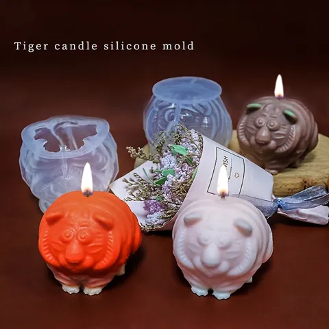 Stampo In Silicone A Forma Di Tigre Per Candela Fai Da Te Sapone Cottura Torta Cioccolato Resina Gesso Animale Artigianato