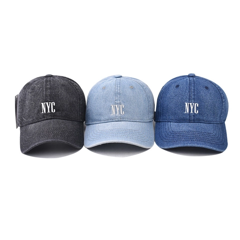 Casquette De Baseball En Denim De Coton Lavé Vintage Distressed Broderie Lettres NYC Chapeau De Soleil Rétro Mixte