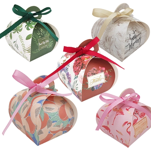 Gift Boxes For Wedding Candy Favor Handheld Paper Packaging Ribbon Bow Decoration Party Celebration European Style