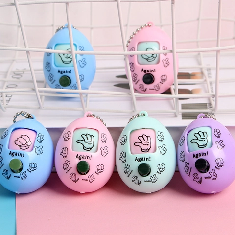 Rock Paper Scissors Game Keychain Egg Shaped Plastic Handheld Interactive Toy Novelty Pendant Gift
