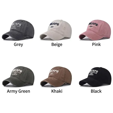 Vintage Washed Cotton Baseball Cap Distressed Letter Embroidery Adjustable Outdoor Sunshade Sport Duck Tongue Hat For Men Women