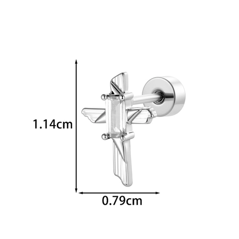 Kruis Zwaard Zirkoon Oorkraakbeen Bot Stud Titanium Staal Piercing Sieraden Schroef Platte Rug Punk Stijl